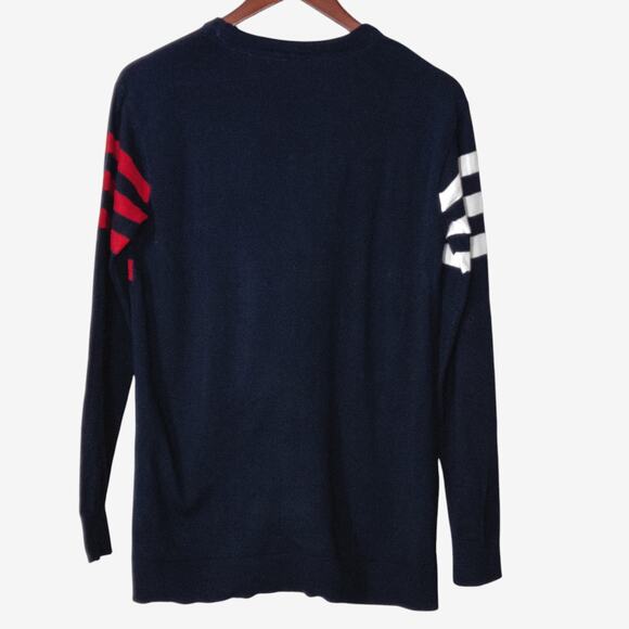 Tommy Hilfiger Women’s Sweater Y2K Coastal Preppy Navy Red White Stripe Size S - Picture 2 of 7